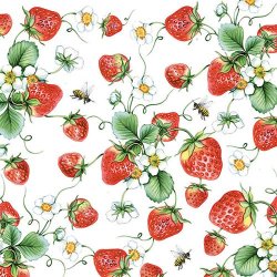 Servietten Strawberries All Over white 33x33, 20 Stück