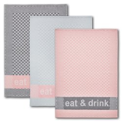 3-er Geschirrtuchset eat & drink rosa, 50x70cm