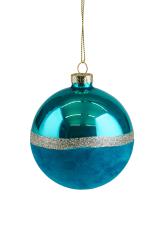 Seoul, Weihnachtskugel, 8cm, Glitzerstreifen, Samt/glänzend, blau  1117701009