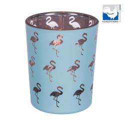 Votivglas Flamingo, blau/rosa 83028